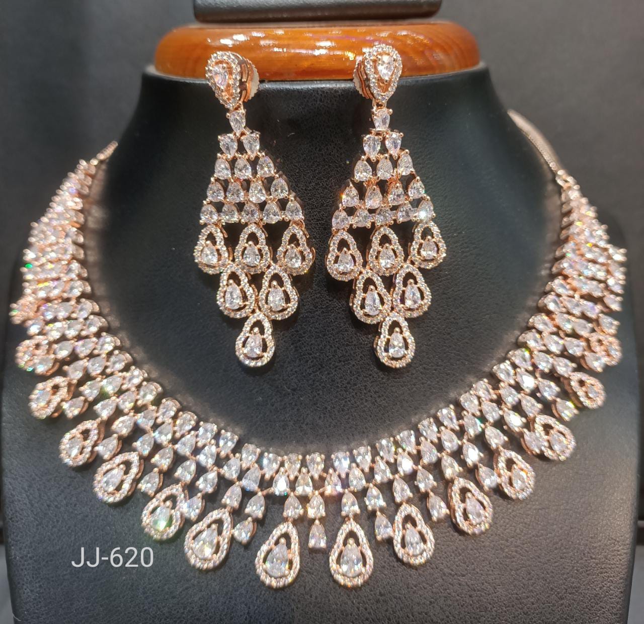 Jain Jewellers American Diamond Necklace Set - 11062332