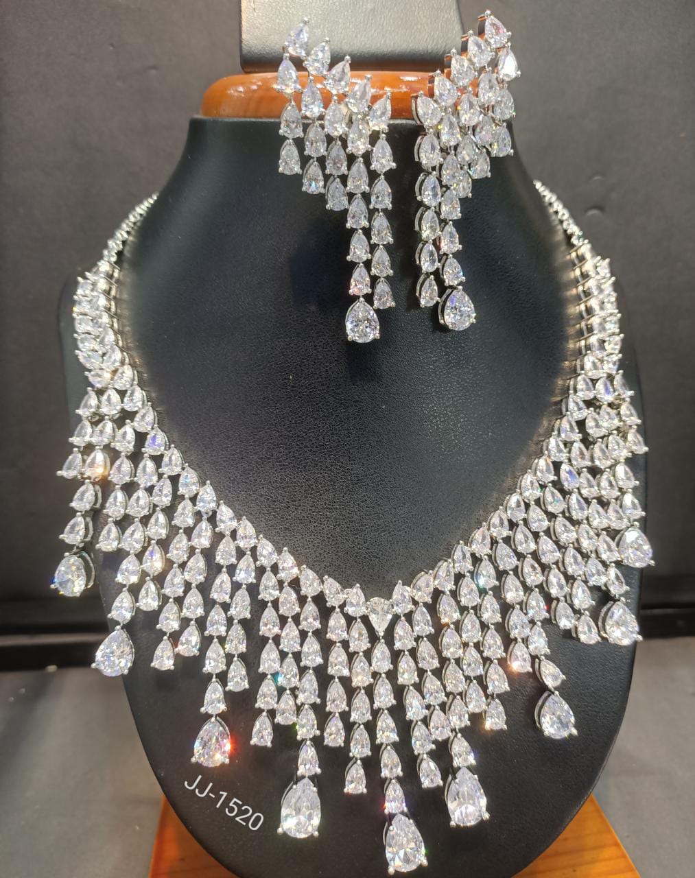 Jain Jewellers American Diamond Necklace Set - 11062339