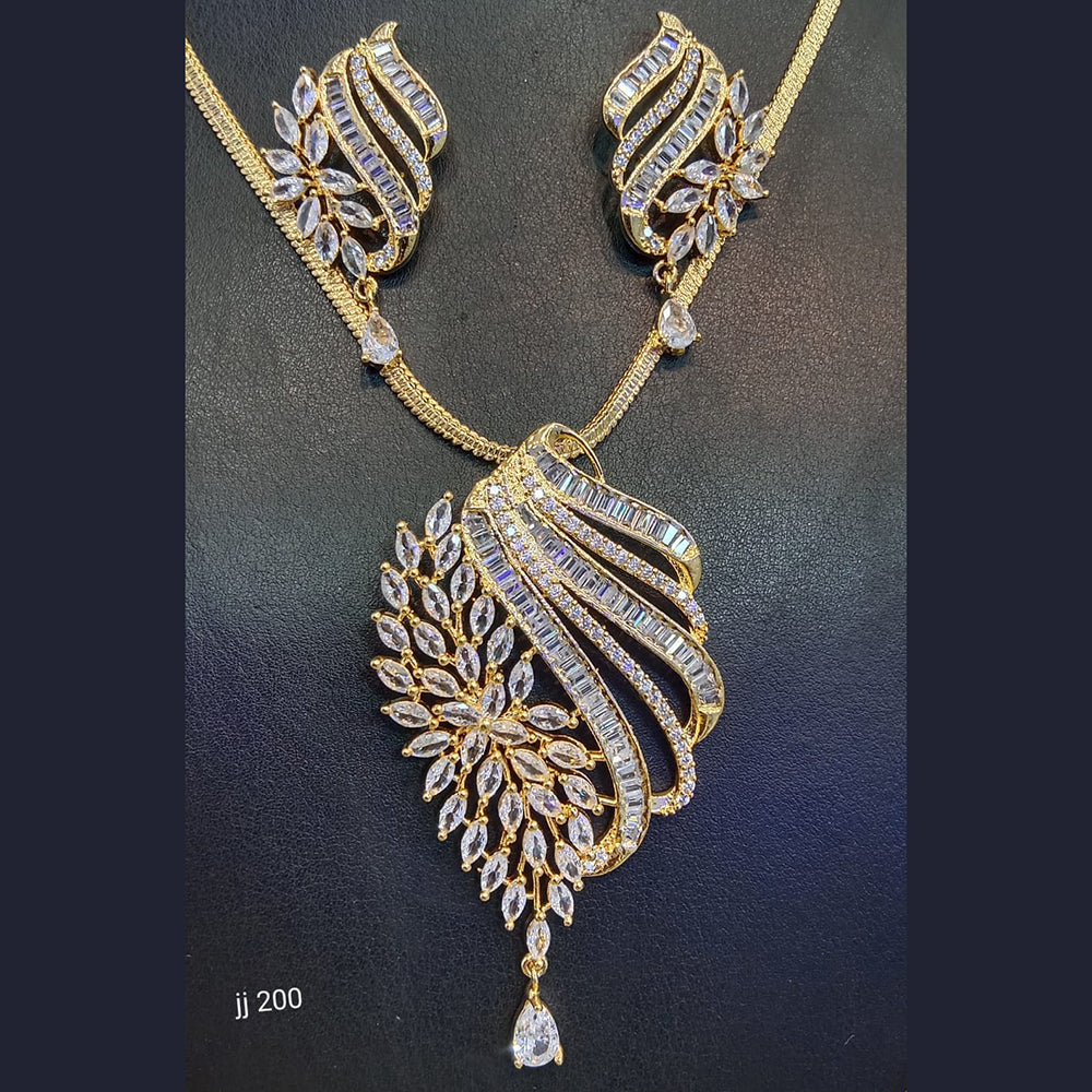 Jain Jewellers Ad Stone Pendant Set - 11062364