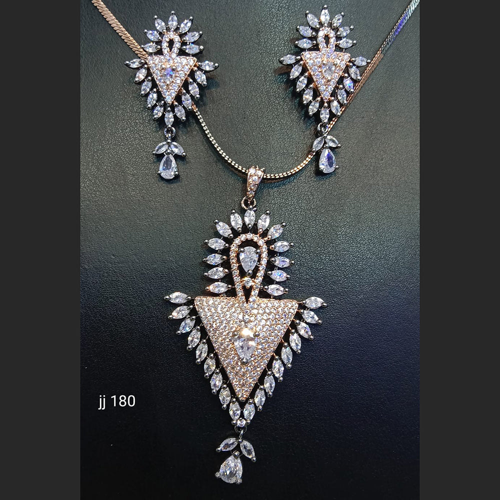 Jain Jewellers Ad Stone Pendant Set - 11062365
