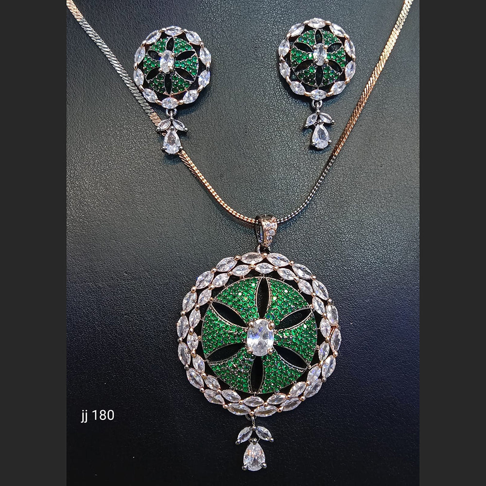 Jain Jewellers Ad Stone Pendant Set - 11062368