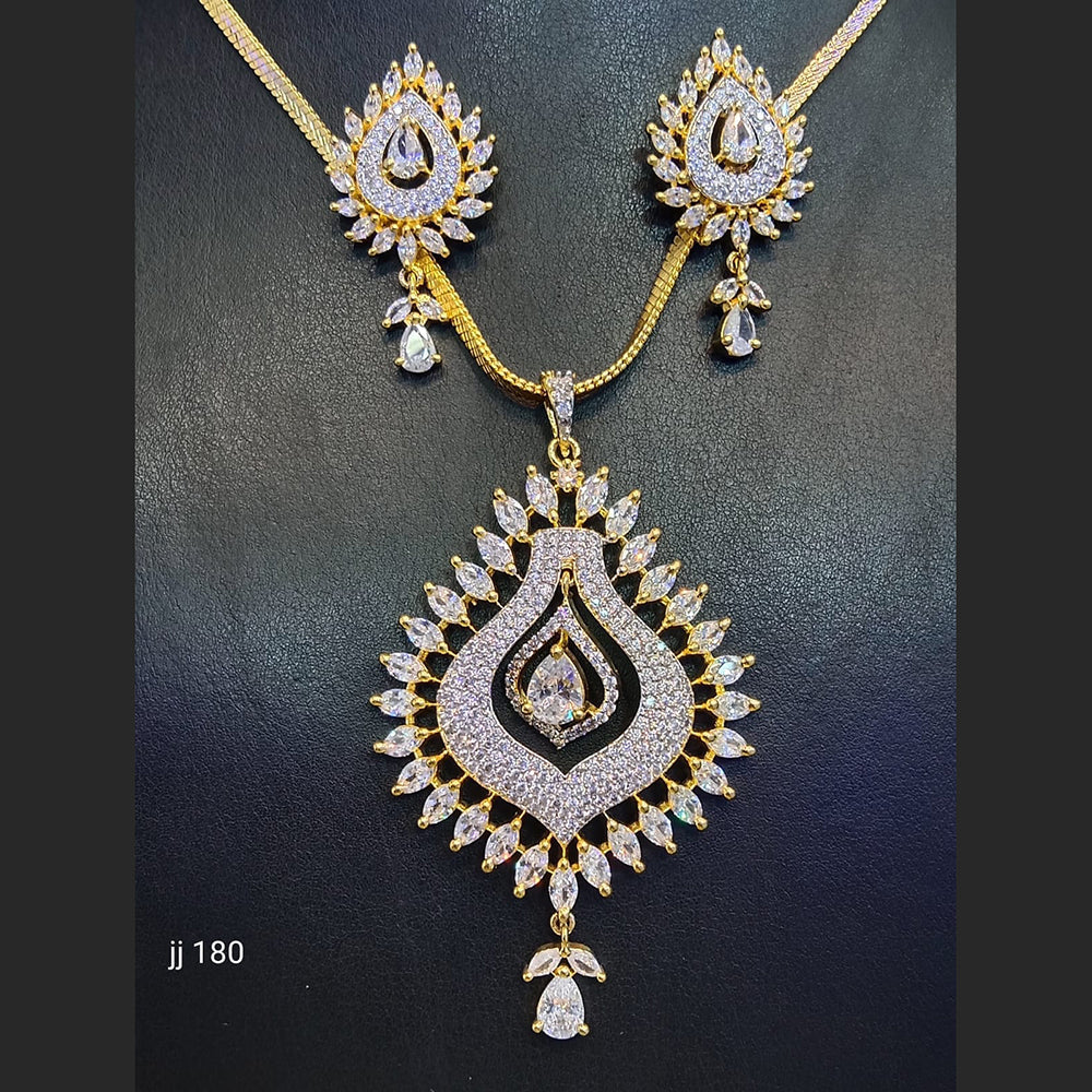Jain Jewellers Ad Stone Pendant Set - 11062372