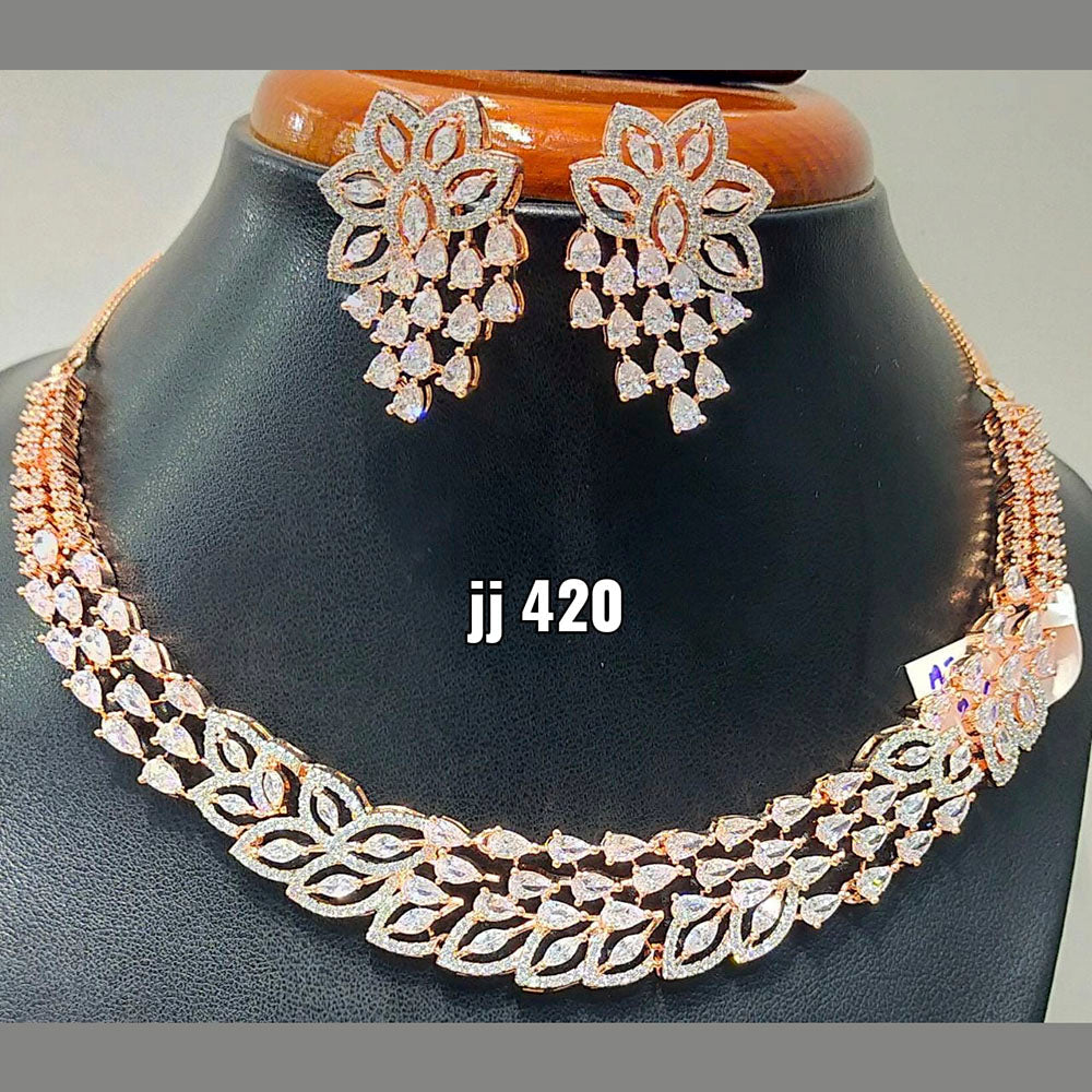 Jain Jewellers American Diamond Necklace Set - 11062432