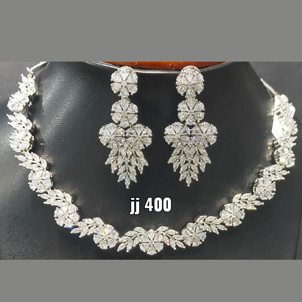 Jain Jewellers American Diamond Necklace Set - 11062435