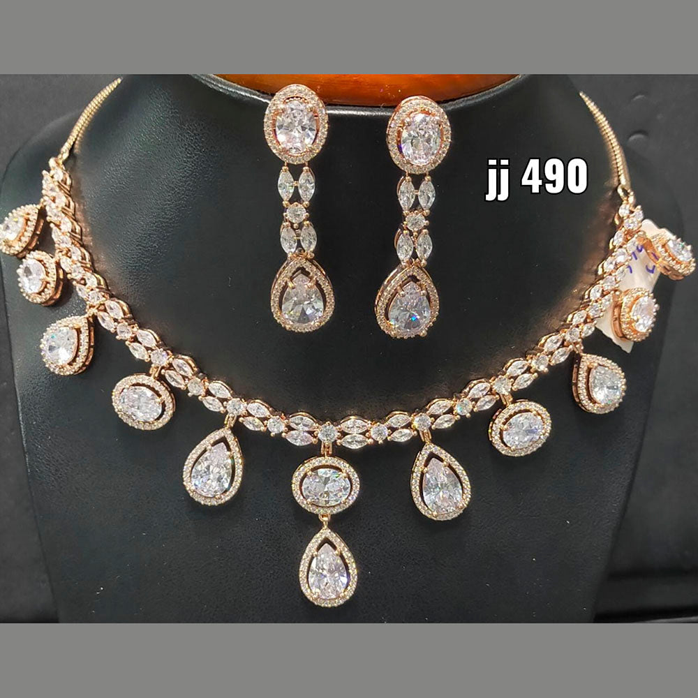 Jain Jewellers American Diamond Necklace Set - 11062437