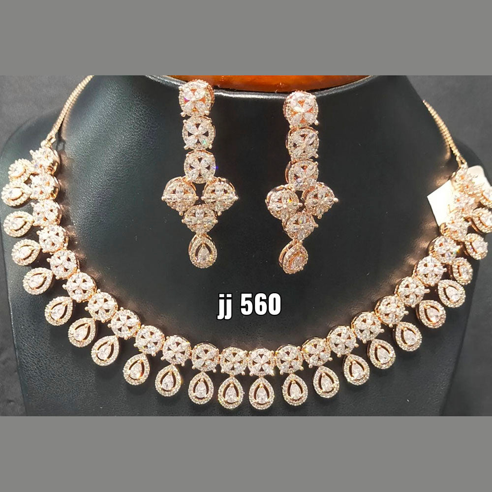Jain Jewellers American Diamond Necklace Set - 11062438