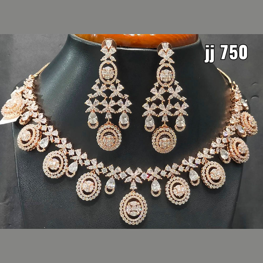 Jain Jewellers American Diamond Necklace Set - 11062444