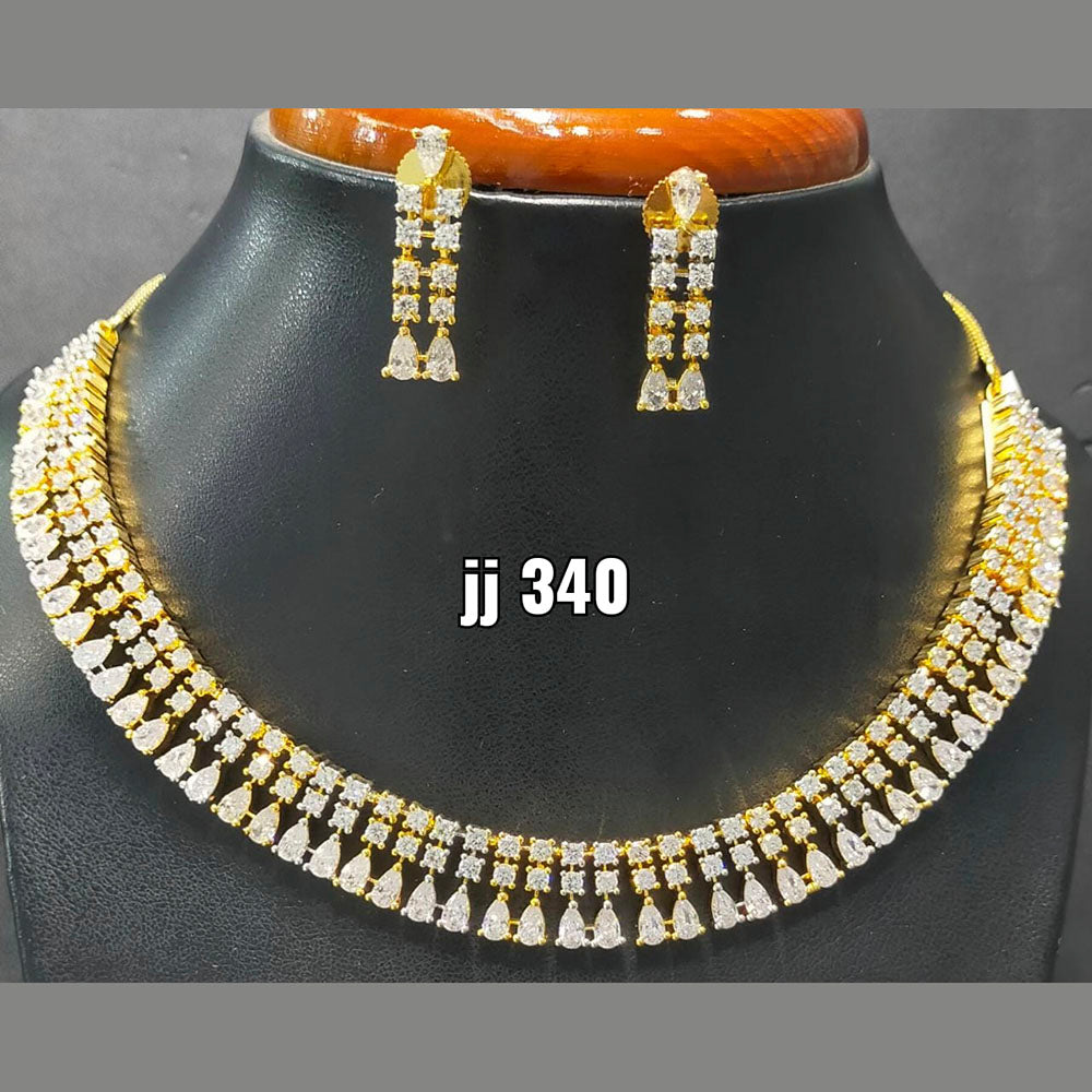 Jain Jewellers American Diamond Necklace Set - 11062446