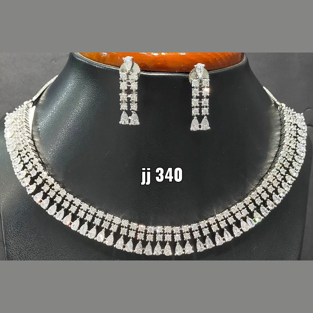 Jain Jewellers American Diamond Necklace Set - 11062447
