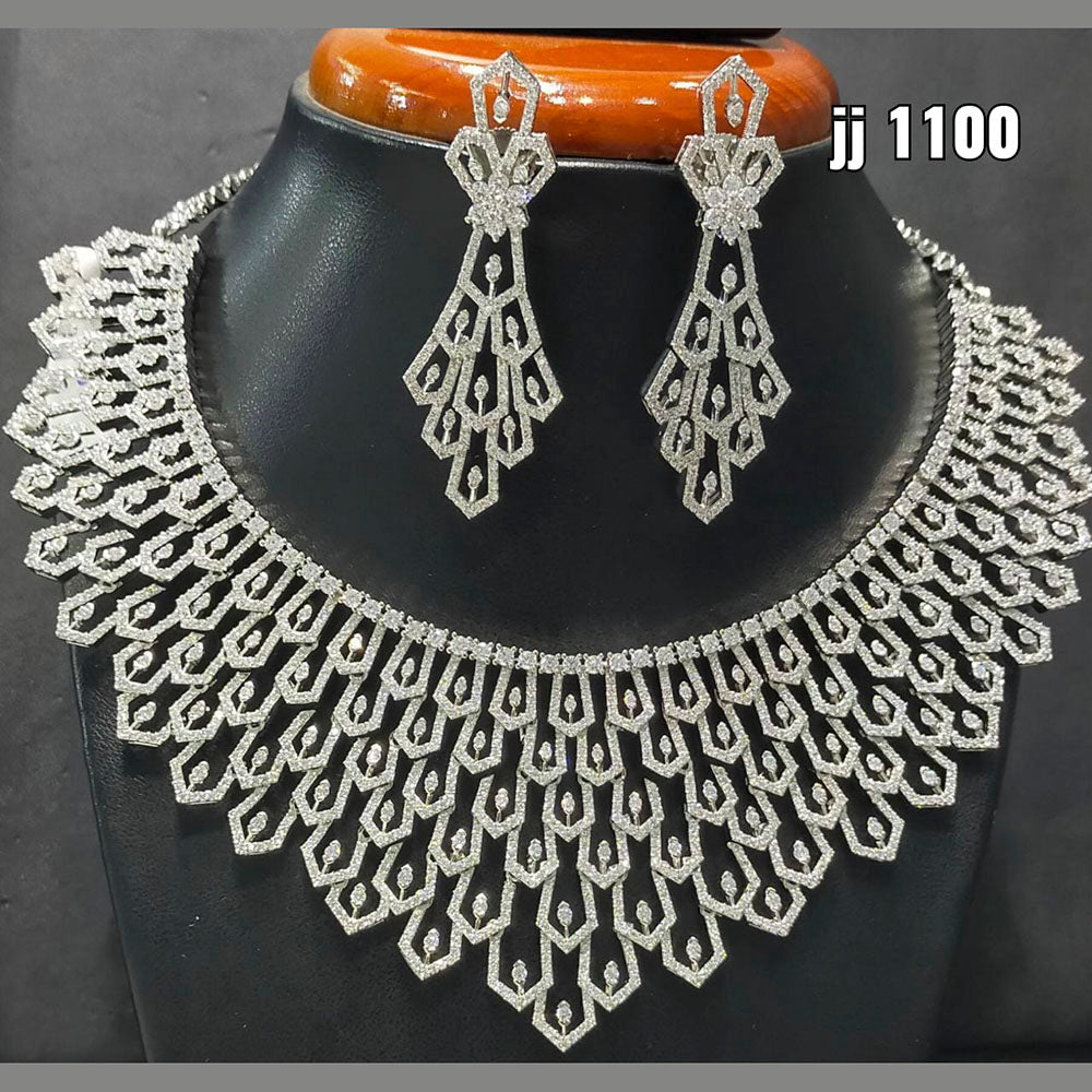 Jain Jewellers American Diamond Necklace Set - 11062448
