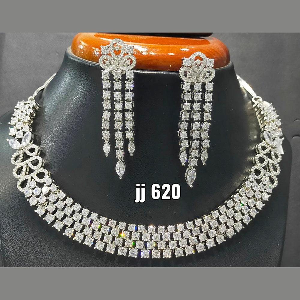 Jain Jewellers American Diamond Necklace Set - 11062449