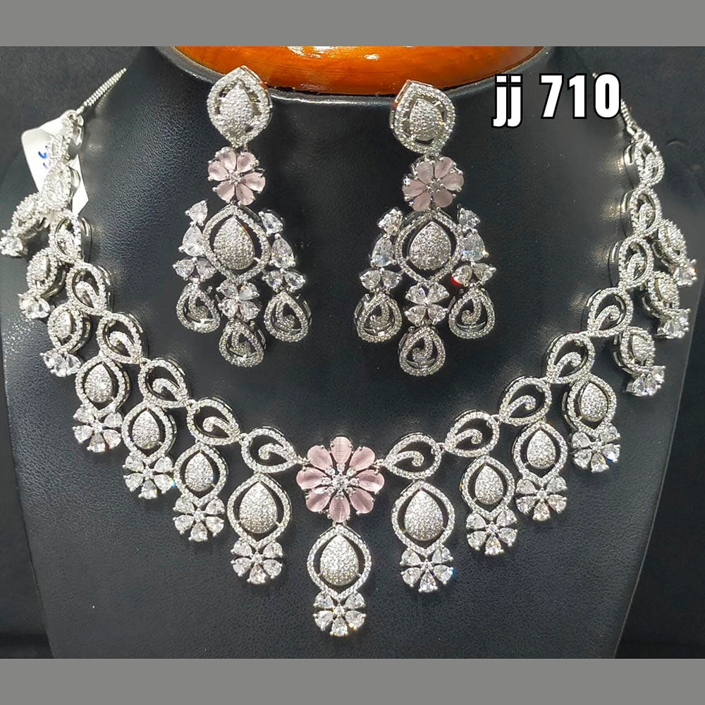 Jain Jewellers American Diamond Necklace Set - 11062451