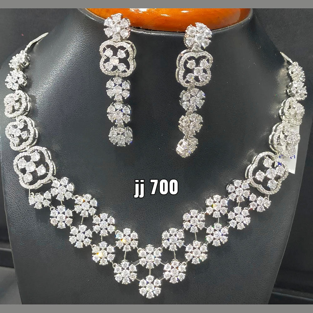 Jain Jewellers American Diamond Necklace Set - 11062453