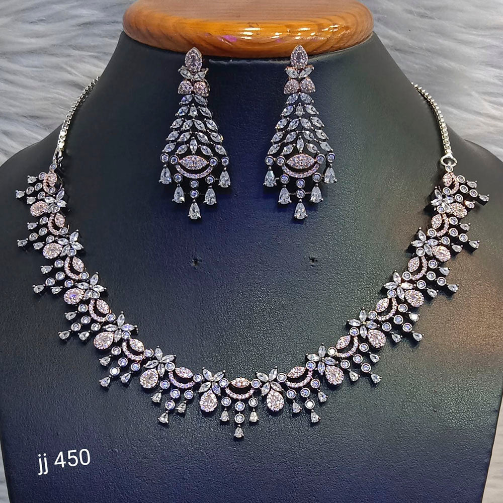 Jain Jewellers American Diamond Necklace Set - 11062492