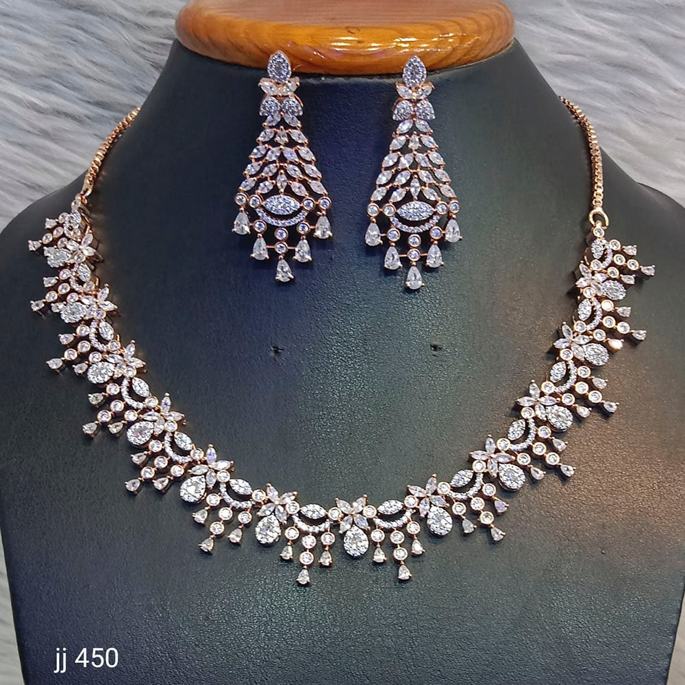 Jain Jewellers American Diamond Necklace Set - 11062493