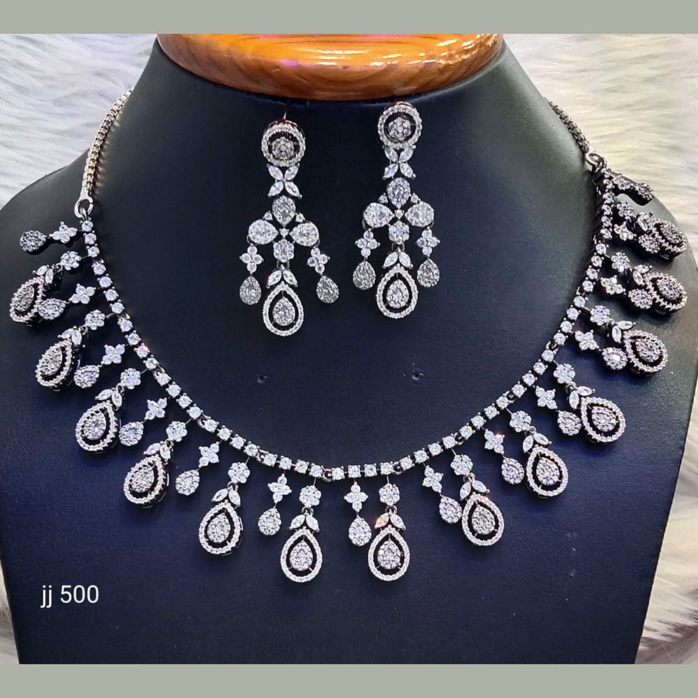 Jain Jewellers American Diamond Necklace Set - 11062494