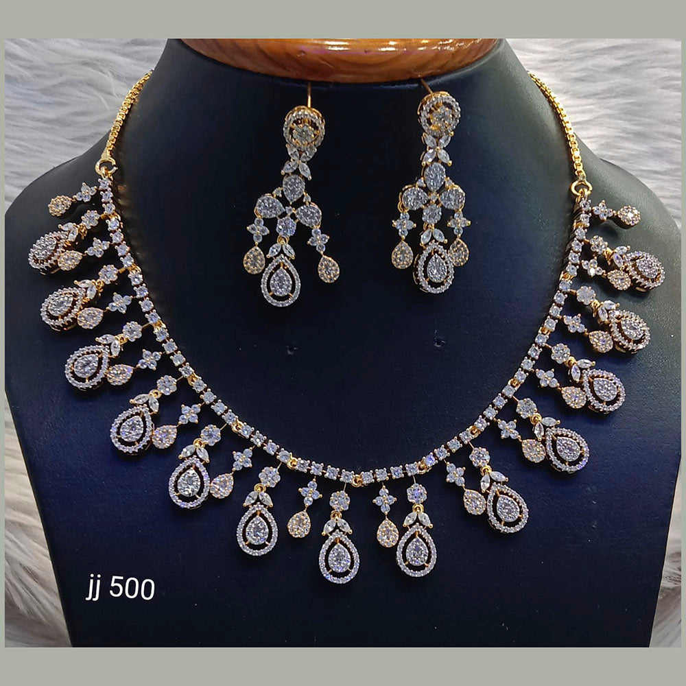 Jain Jewellers American Diamond Necklace Set - 11062495