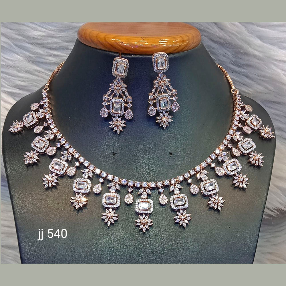 Jain Jewellers American Diamond Necklace Set - 11062496