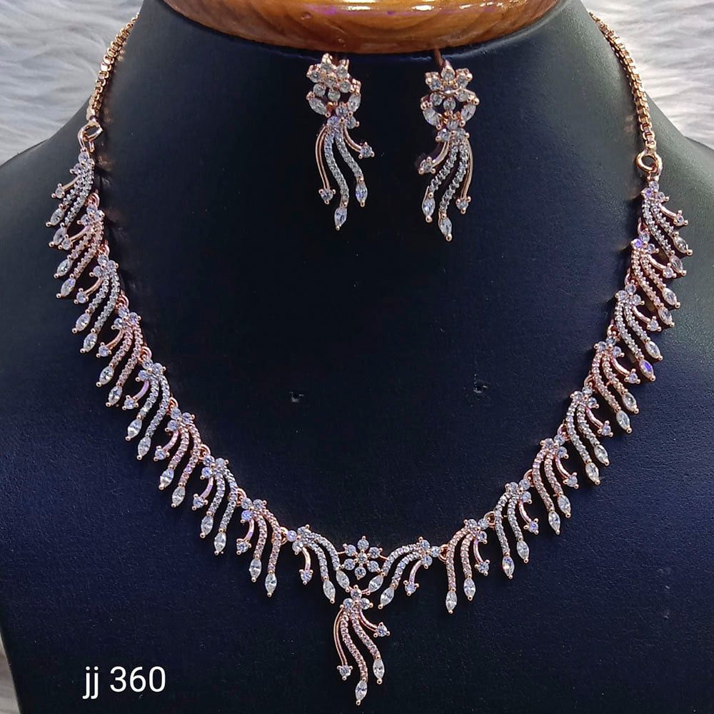 Jain Jewellers American Diamond Necklace Set - 11062498