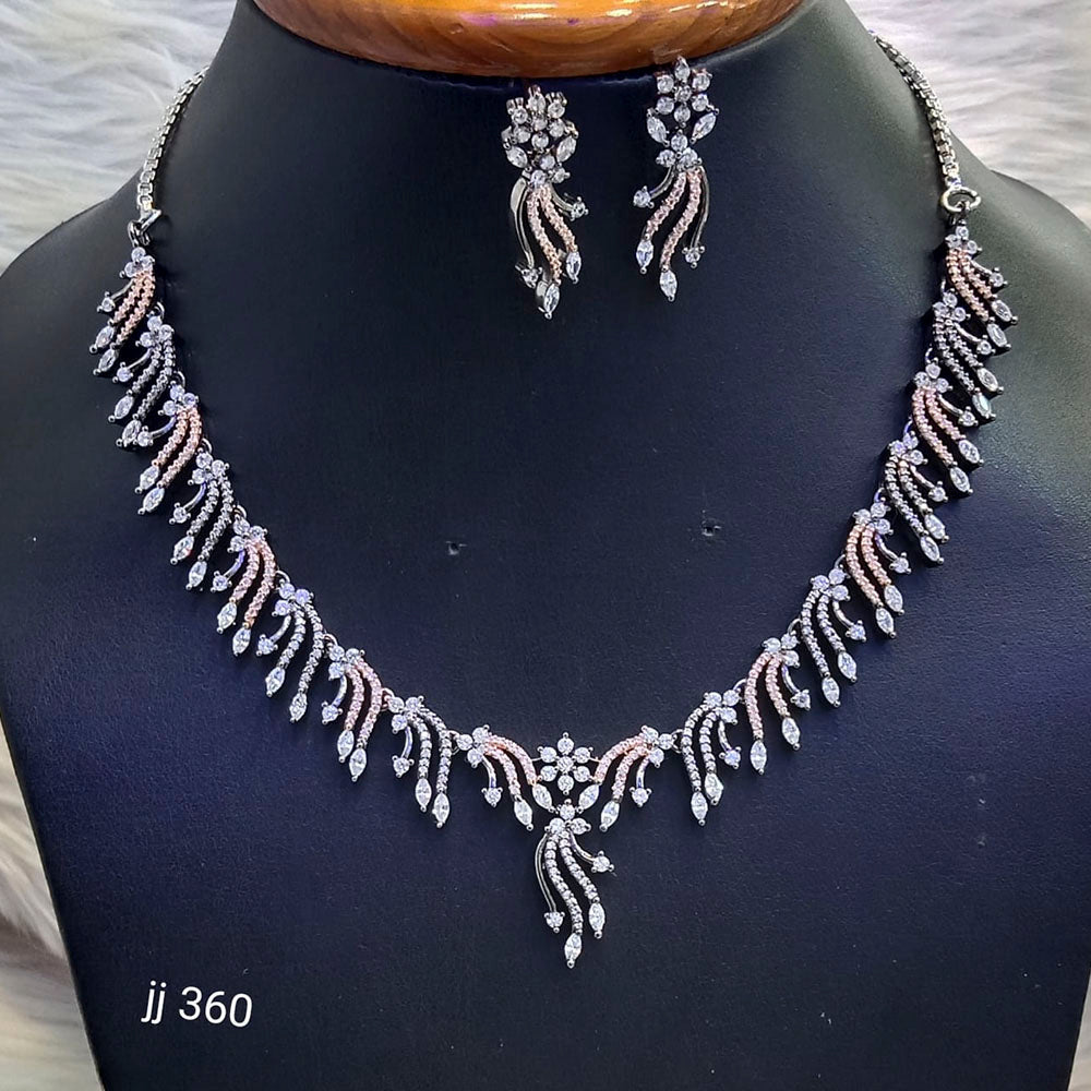 Jain Jewellers American Diamond Necklace Set - 11062499