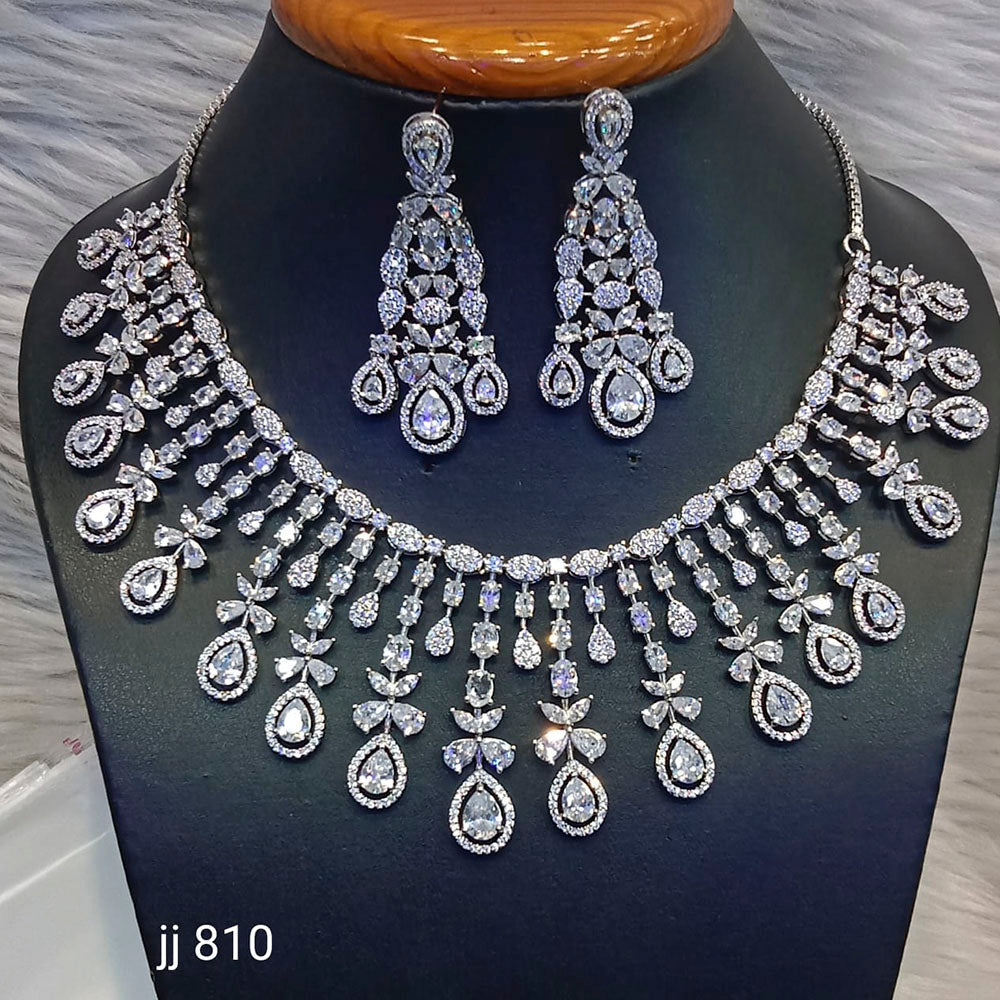 Jain Jewellers American Diamond Necklace Set - 11062502