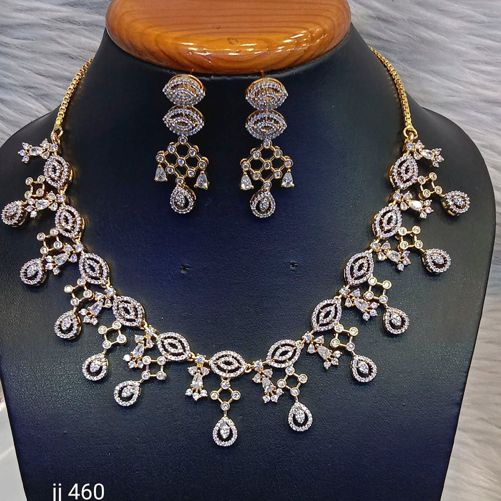 Jain Jewellers American Diamond Necklace Set - 11062505