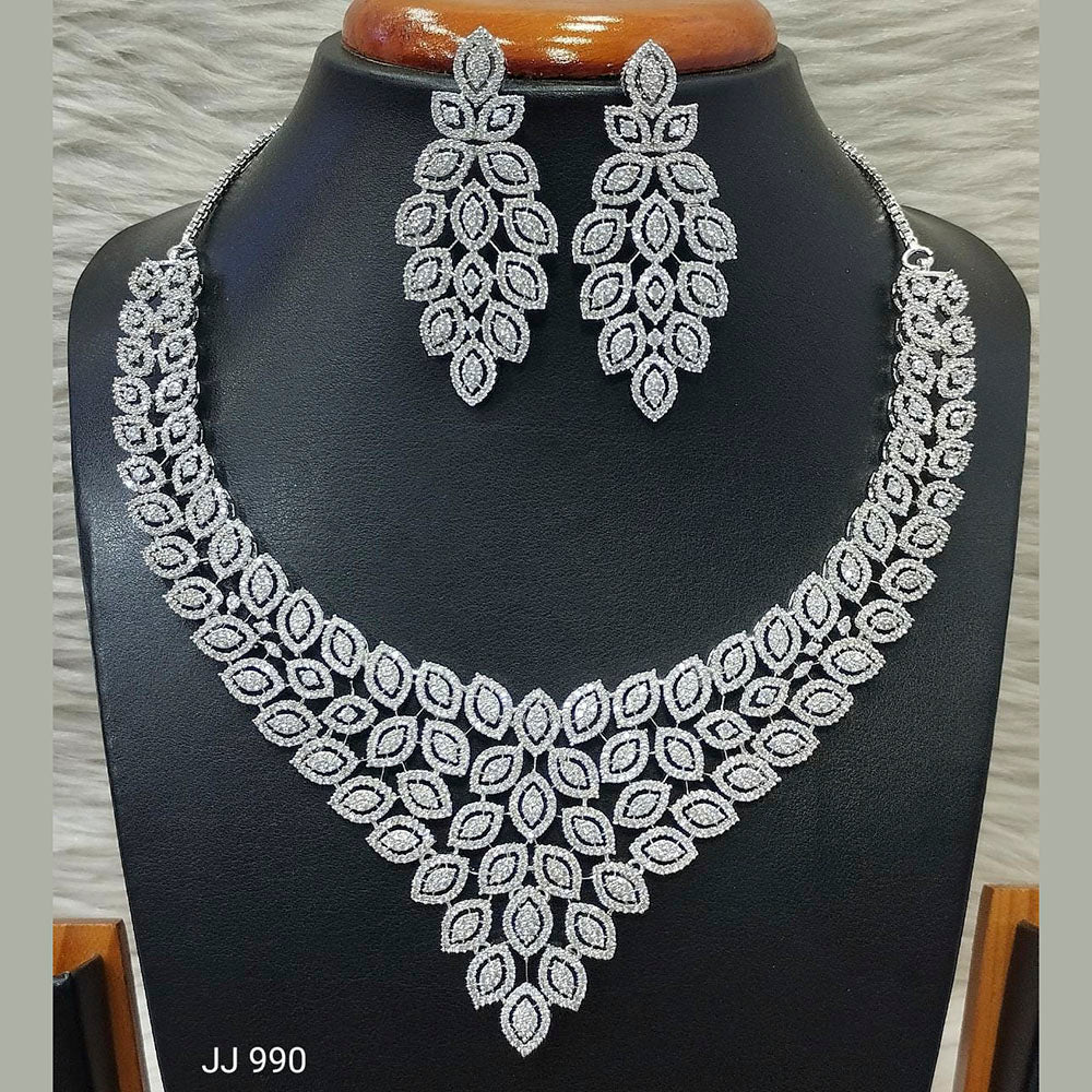 Jain Jewellers American Diamond Necklace Set - 11062506