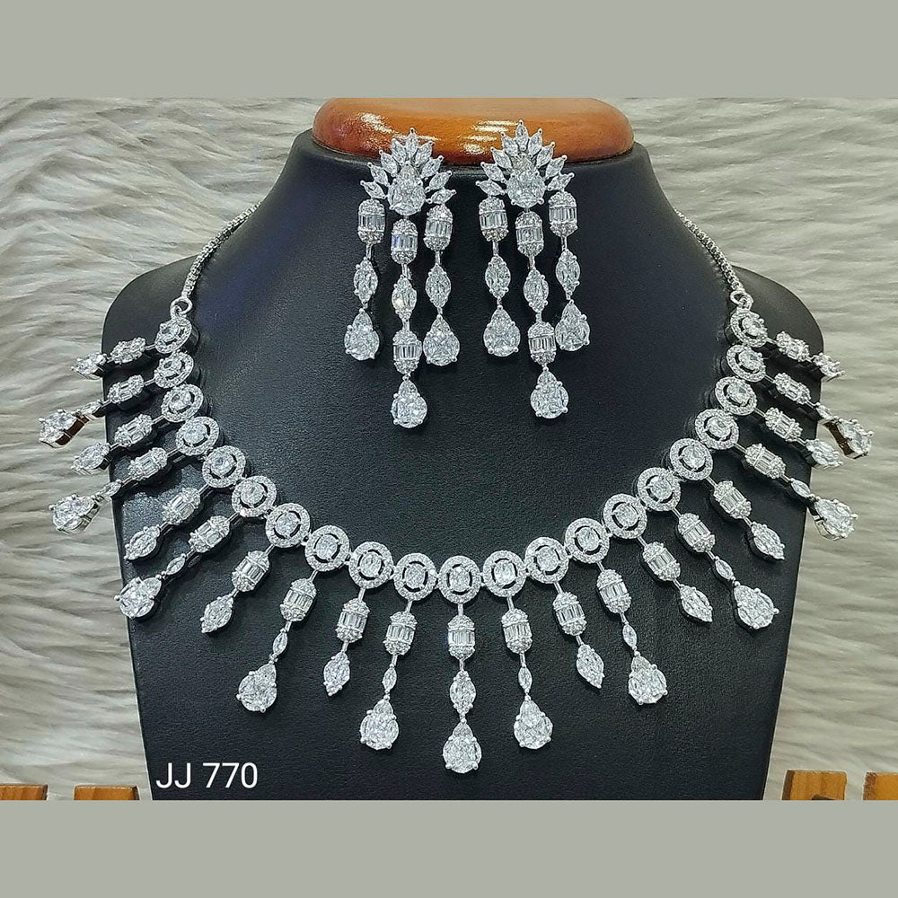 Jain Jewellers American Diamond Necklace Set - 11062507