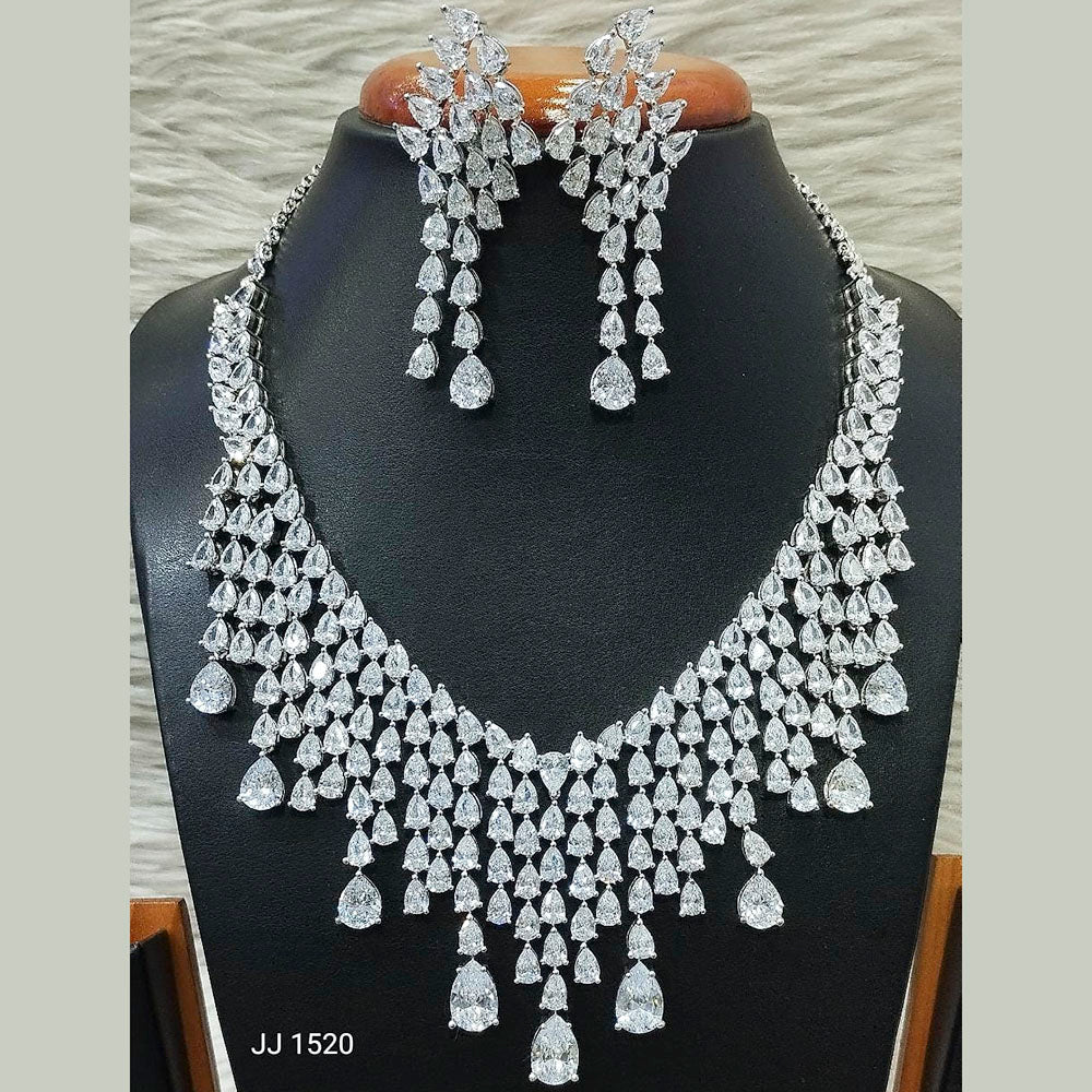 Jain Jewellers American Diamond Necklace Set - 11062508