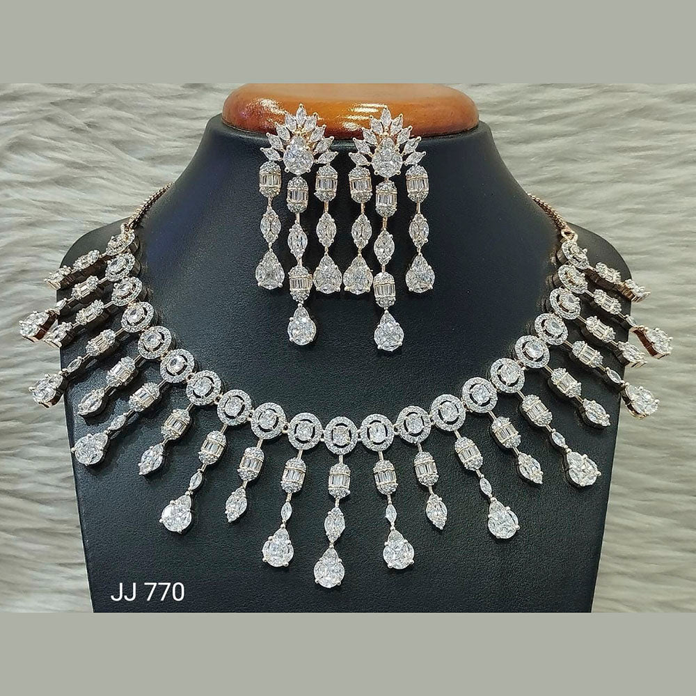 Jain Jewellers American Diamond Necklace Set - 11062509