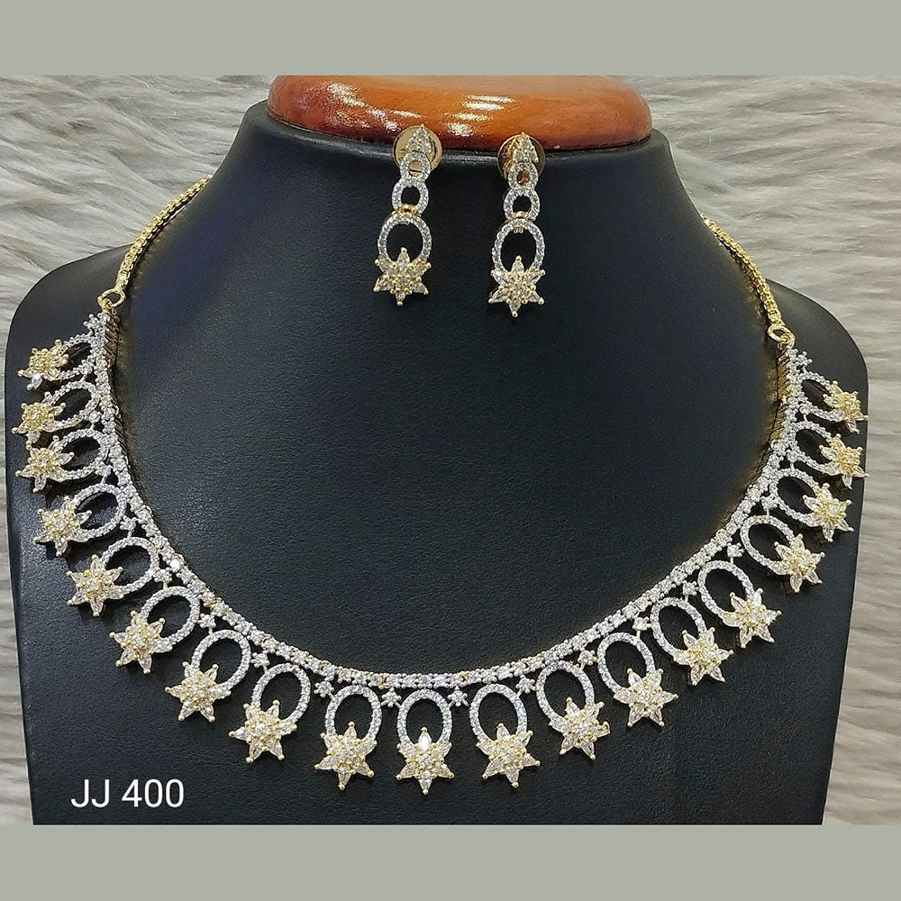 Jain Jewellers American Diamond Necklace Set - 11062510