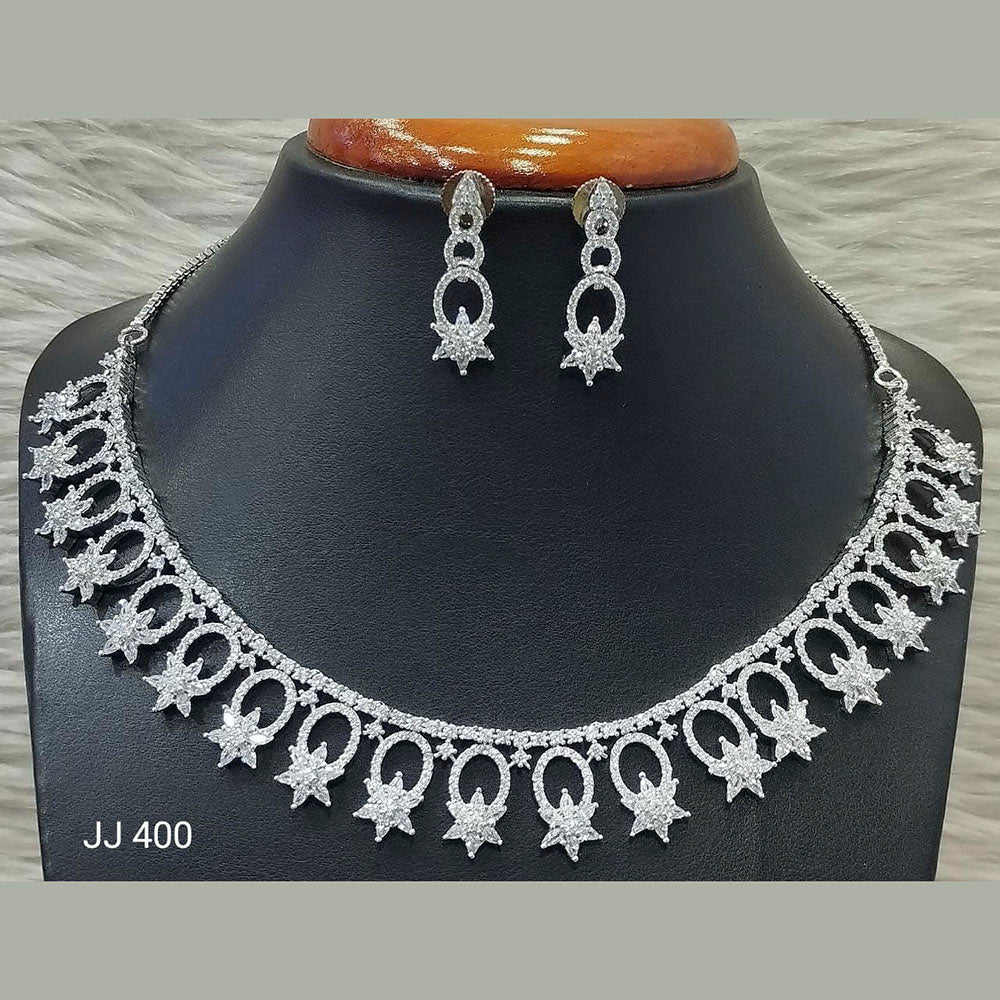 Jain Jewellers American Diamond Necklace Set - 11062512
