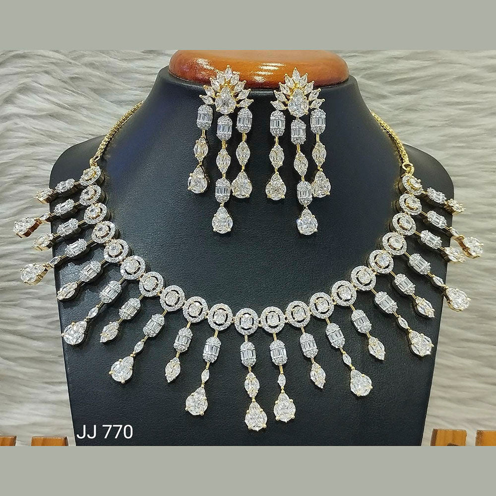Jain Jewellers American Diamond Necklace Set - 11062513
