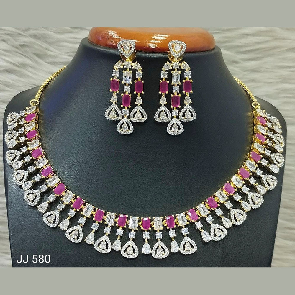 Jain Jewellers American Diamond Necklace Set - 11062514