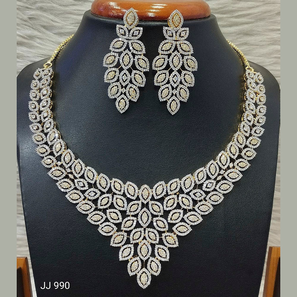Jain Jewellers American Diamond Necklace Set - 11062517