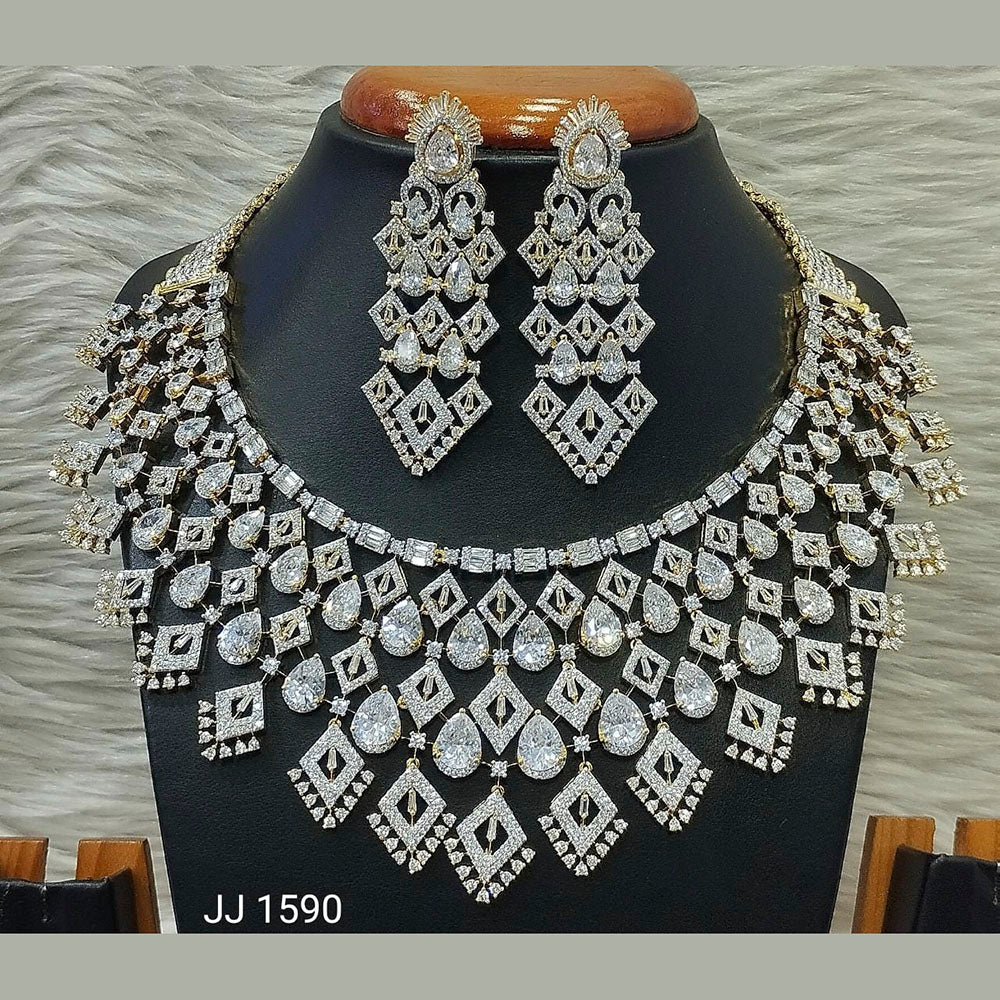 Jain Jewellers American Diamond Necklace Set - 11062523