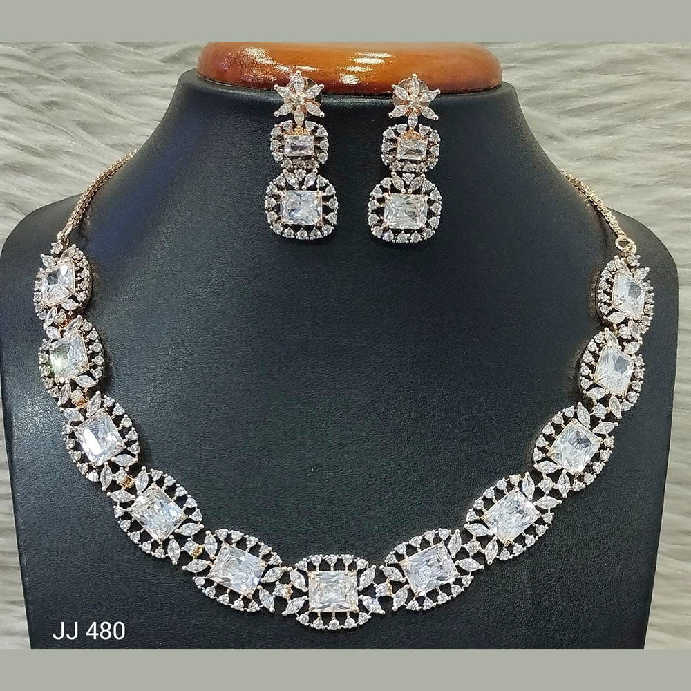 Jain Jewellers American Diamond Necklace Set - 11062525