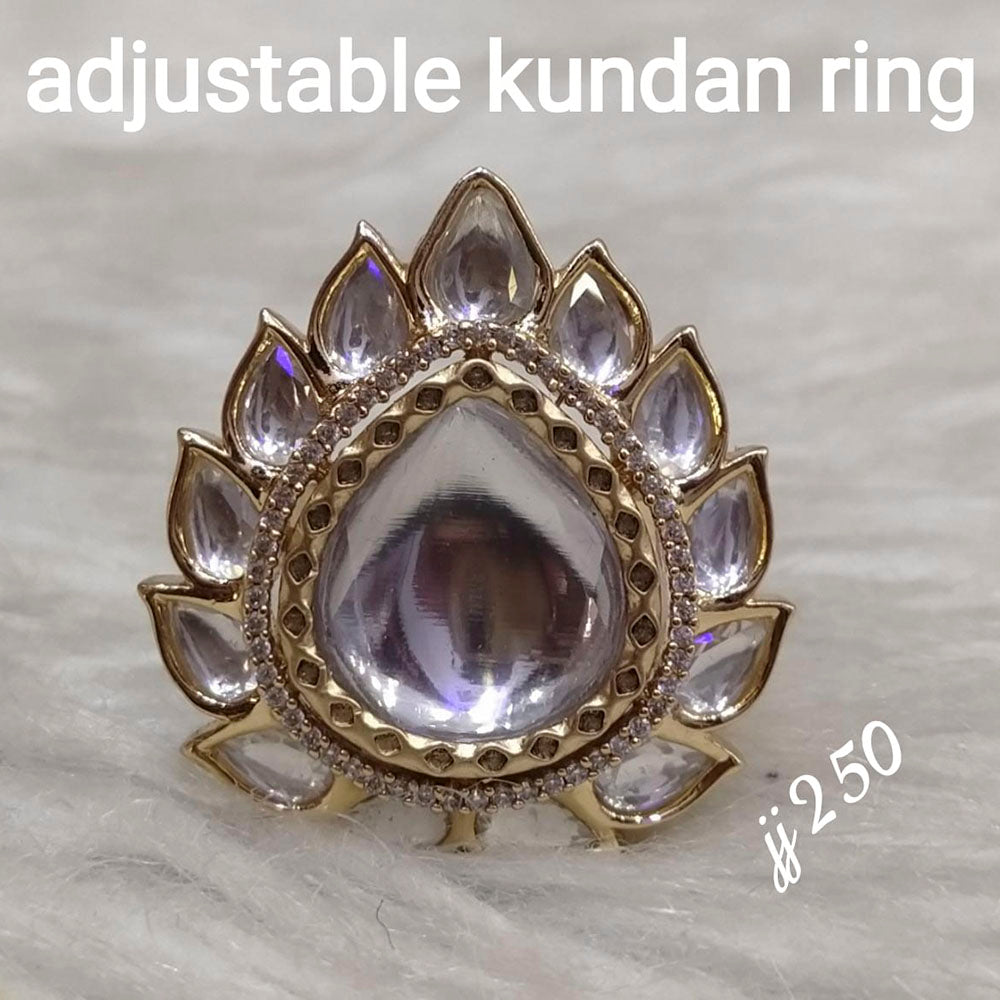 Jain Jewellers Kundan Stone Adjustable Ring - 11062592