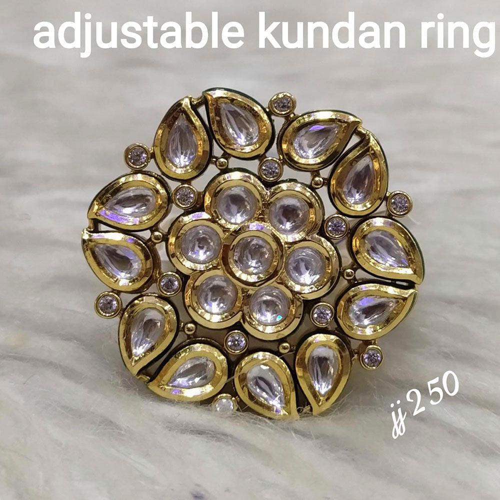 Jain Jewellers Kundan Stone Adjustable Ring - 11062596