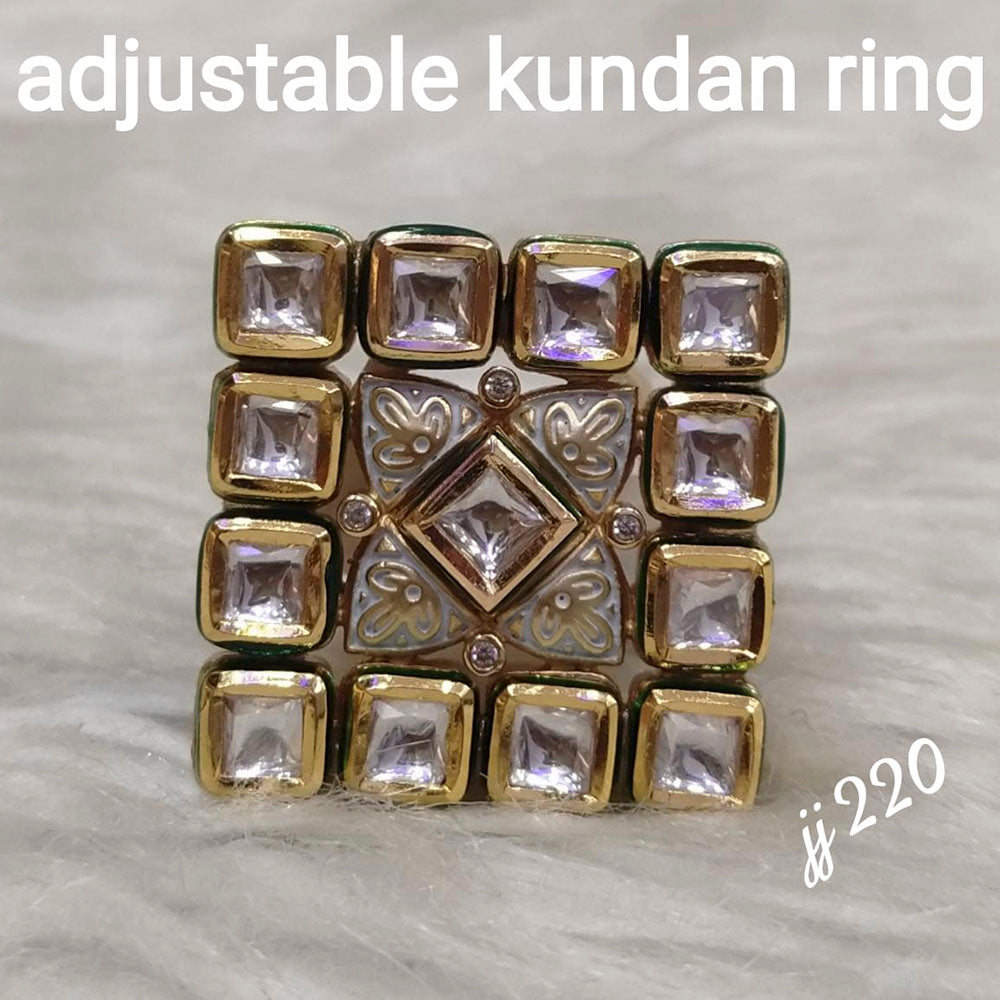 Jain Jewellers Kundan Stone Adjustable Ring - 11062597