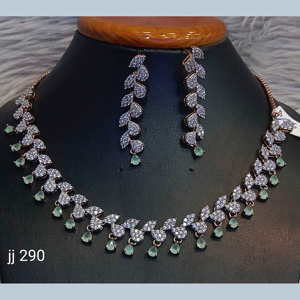 Jain Jewellers Gold Plated American Diamond Necklace Set - 11062649