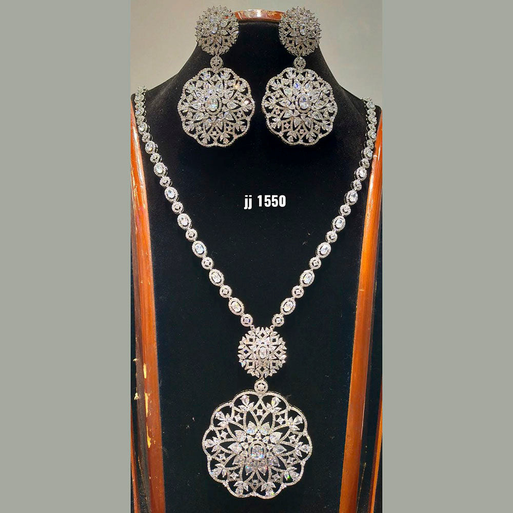 Jain Jewellers American Diamond Necklace Set - 11062736