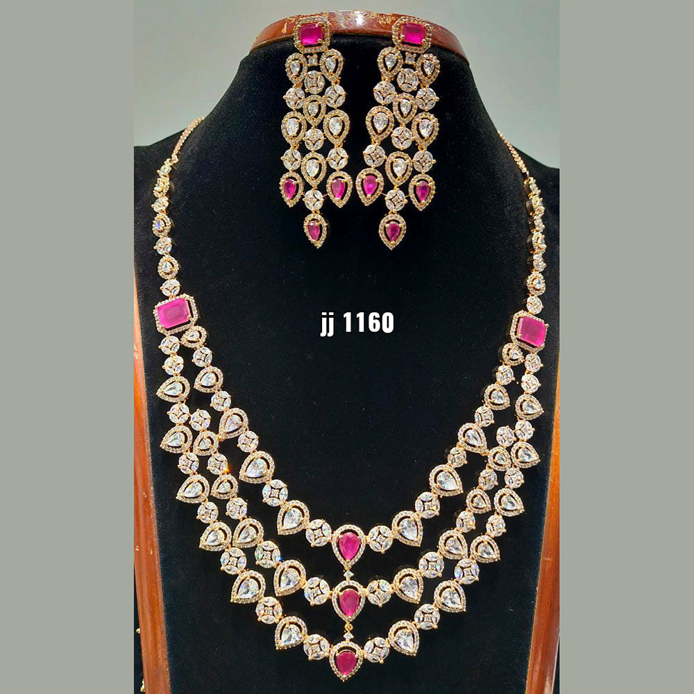 Jain Jewellers American Diamond Necklace Set - 11062741