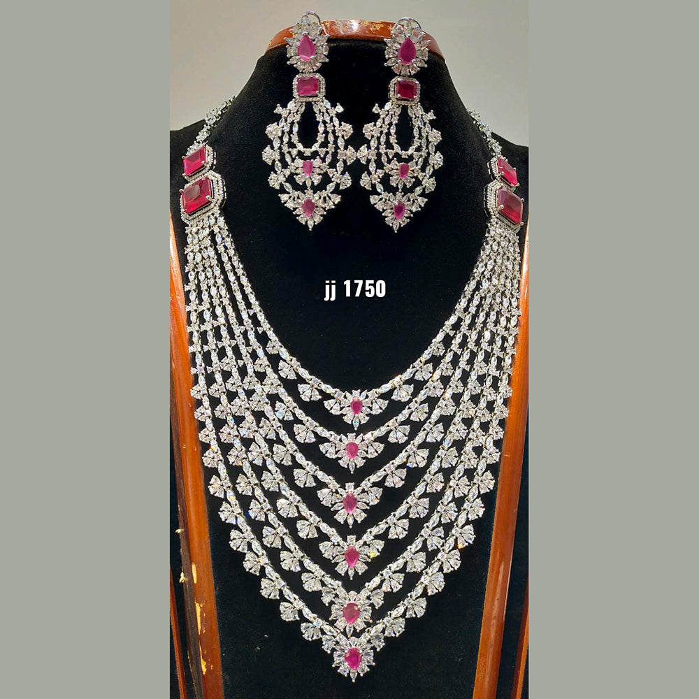 Jain Jewellers American Diamond Necklace Set - 11062742