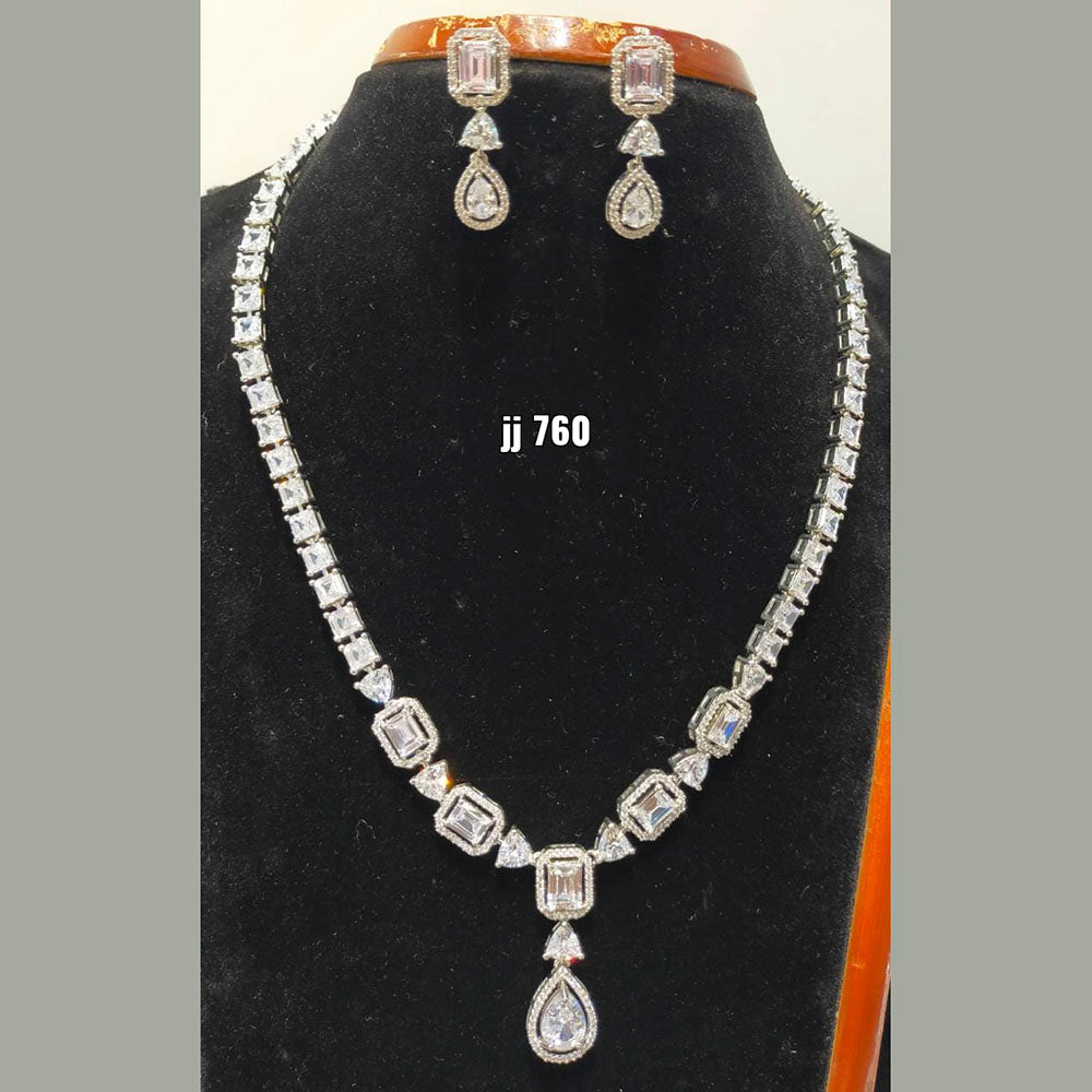 Jain Jewellers American Diamond Necklace Set - 11062743