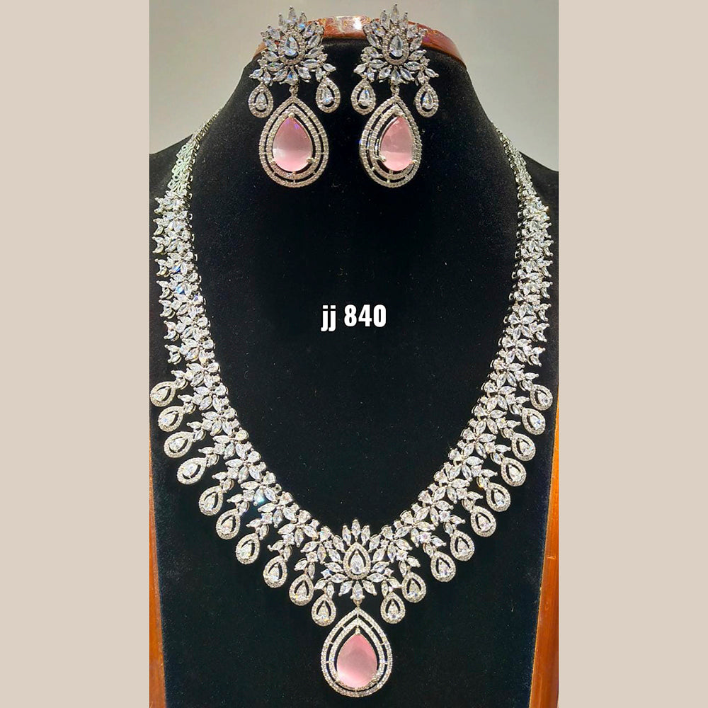 Jain Jewellers American Diamond Necklace Set - 11062745