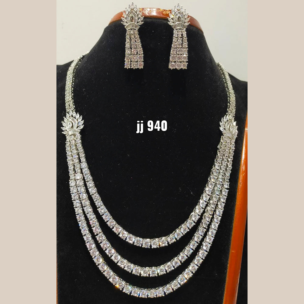 Jain Jewellers American Diamond Necklace Set - 11062747