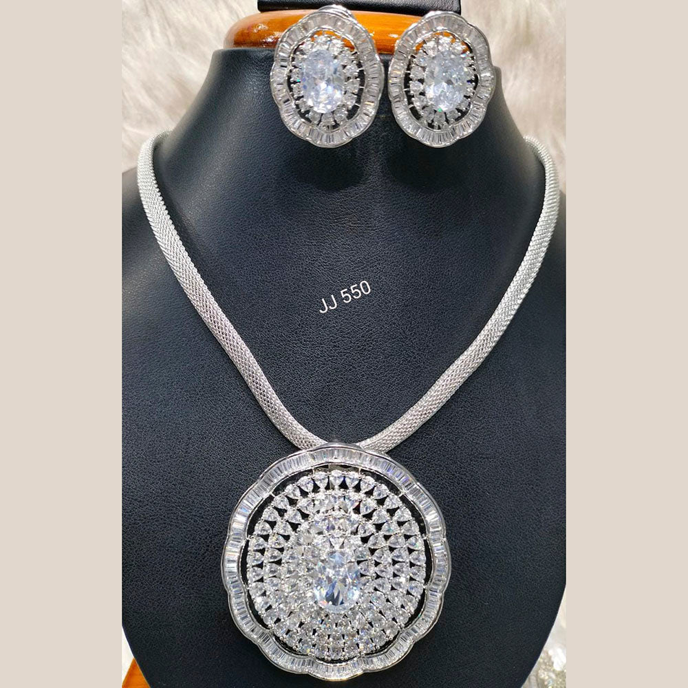Jain Jewellers American Diamond Pendant Set - 11062763