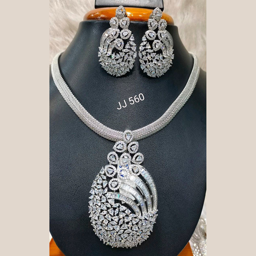 Jain Jewellers American Diamond Pendant Set - 11062768