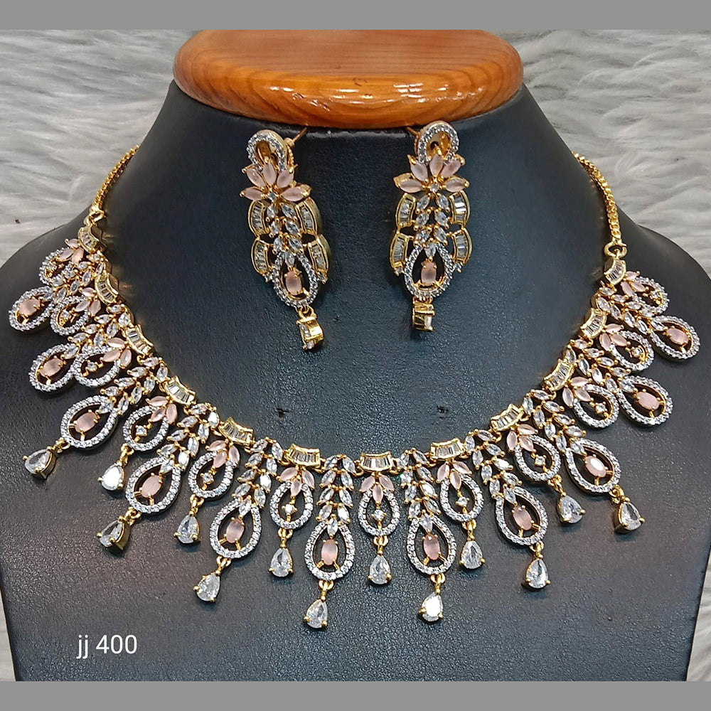 Jain Jewellers Gold Plated American Diamond Necklace Set